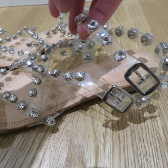 JEFFREY CAMPBELL Amaryl Clear Crystal Studded Flat Sandals Shoes - Size US 8 - Picture 3 of 11